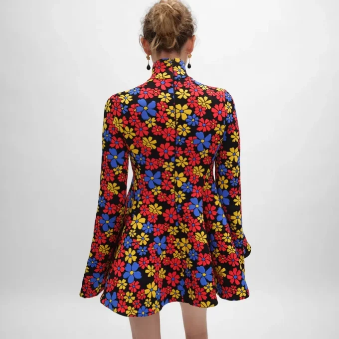 Robe mi-longue en jacquard de polyamide