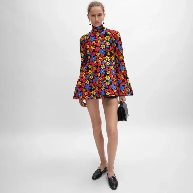 Robe mi-longue en jacquard de polyamide