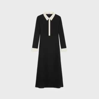 Robe polo mi-longue en georgette de viscose