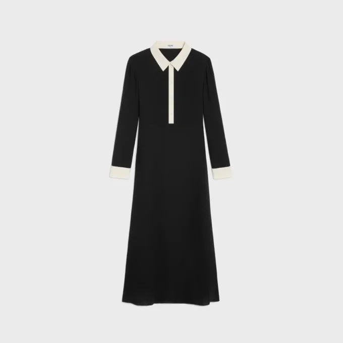 Robe polo mi-longue en georgette de viscose