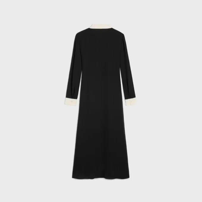 Robe polo mi-longue en georgette de viscose