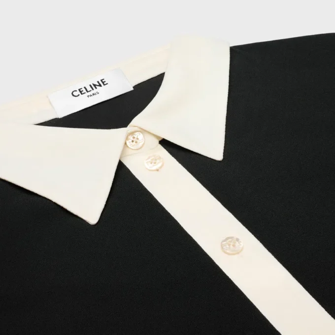 Robe polo mi-longue en georgette de viscose