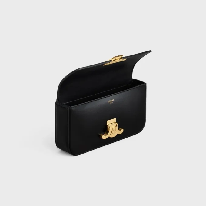 Sac à bandoulière à chaîne Claude en cuir de veau brillant