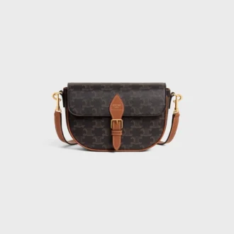 Sac à bandoulière Folco en Triomphe Canvas et cuir de veau