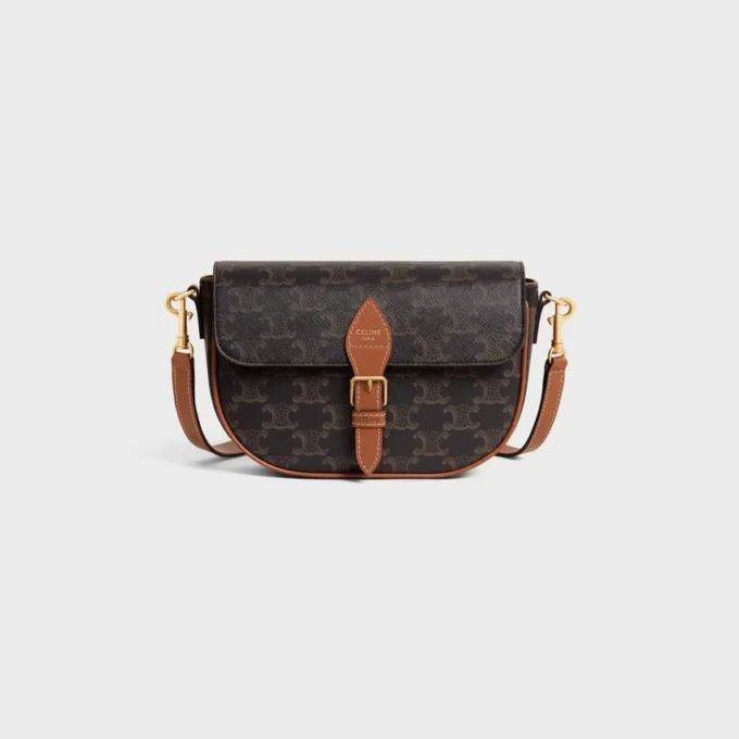 Sac à bandoulière Folco en Triomphe Canvas et cuir de veau
