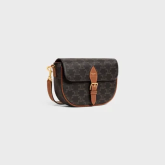 Sac à bandoulière Folco en Triomphe Canvas et cuir de veau