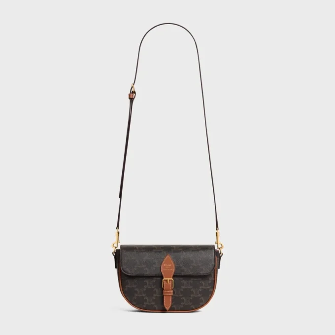 Sac à bandoulière Folco en Triomphe Canvas et cuir de veau