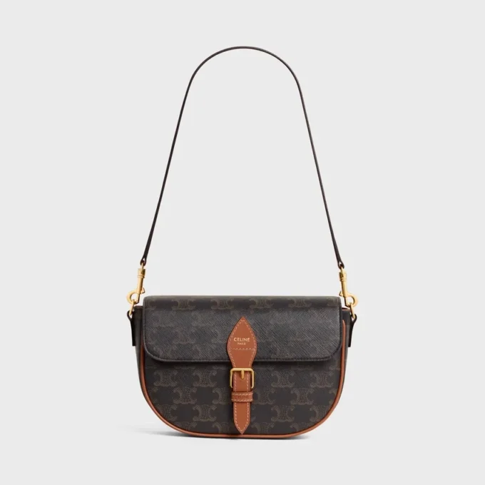 Sac à bandoulière Folco en Triomphe Canvas et cuir de veau