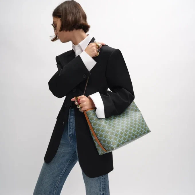 Sac cabas souple en Triomphe Canvas et cuir de veau