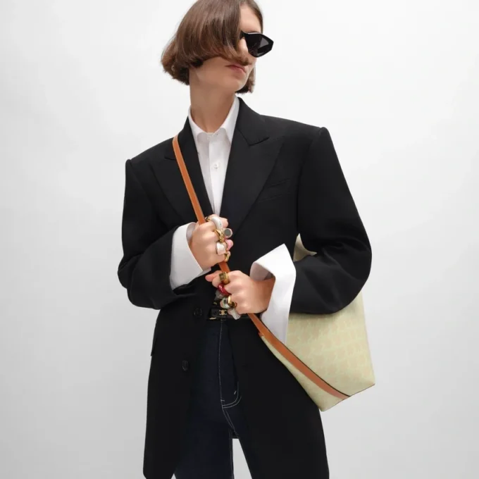 Sac cabas souple en Triomphe Canvas et cuir de veau