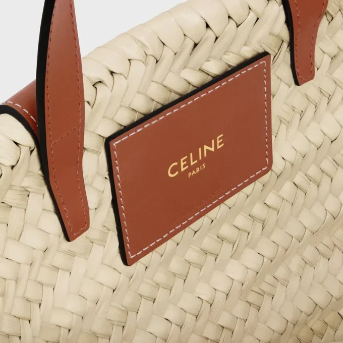 Sac CELINE Classic Panier pour Teen en feuilles de palmier et cuir de veau