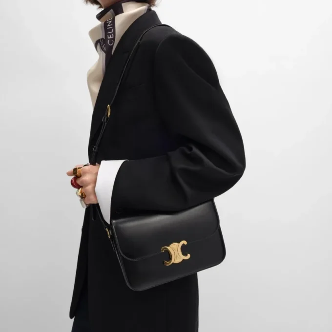 Sac Classique Triomphe en cuir de veau brillant