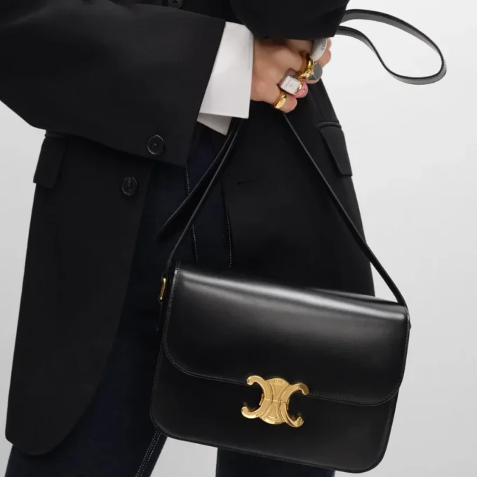 Sac Classique Triomphe en cuir de veau brillant