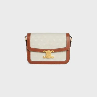 Sac Classique Triomphe en textile avec motif Triomphe intégral et cuir de veau