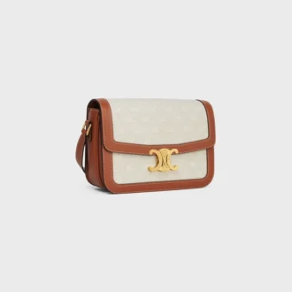 Sac Classique Triomphe en textile avec motif Triomphe intégral et cuir de veau