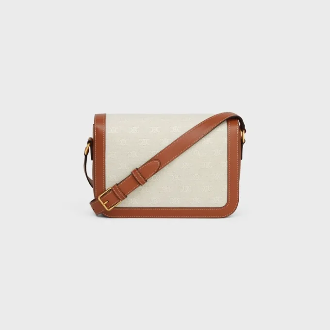 Sac Classique Triomphe en textile avec motif Triomphe intégral et cuir de veau Sac Classique Triomphe en textile avec motif Triomphe intégral et cuir de veau