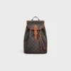 Sac à dos moyen Folco en Triomphe Canvas et cuir de veau