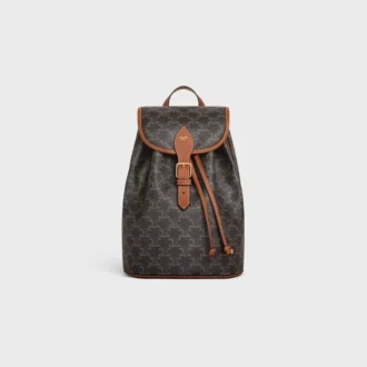 Sac à dos moyen Folco en Triomphe Canvas et cuir de veau