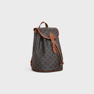 Sac à dos moyen Folco en Triomphe Canvas et cuir de veau