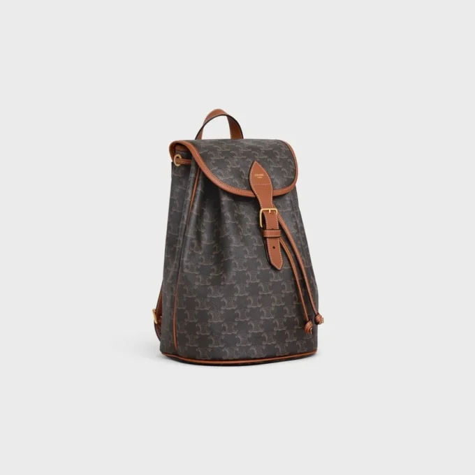 Sac à dos moyen Folco en Triomphe Canvas et cuir de veau