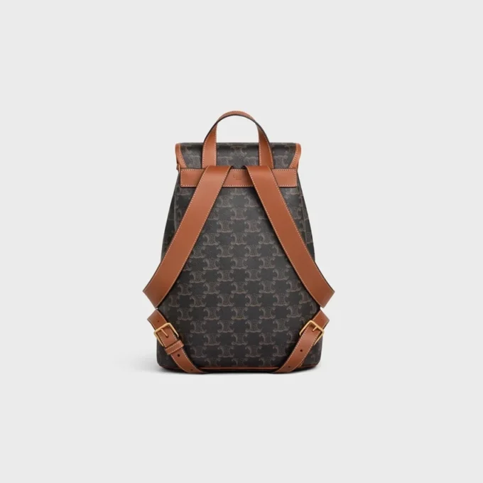 Sac à dos moyen Folco en Triomphe Canvas et cuir de veau