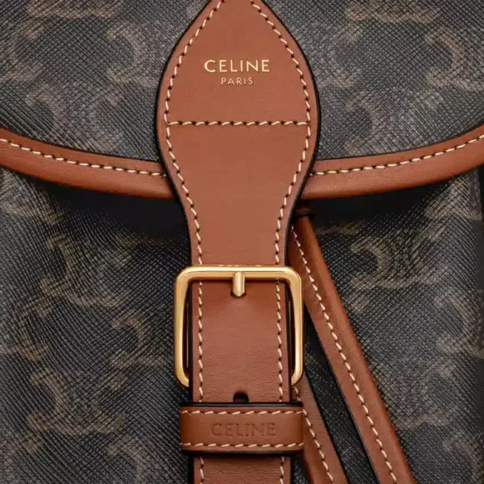 Sac à dos moyen Folco en Triomphe Canvas et cuir de veau
