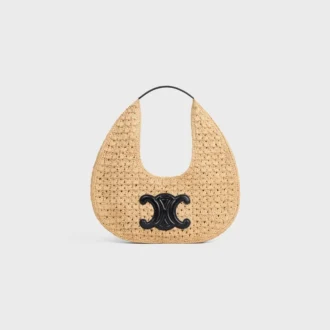Sac hobo Panier Classic CELINE en raphia et cuir de veau