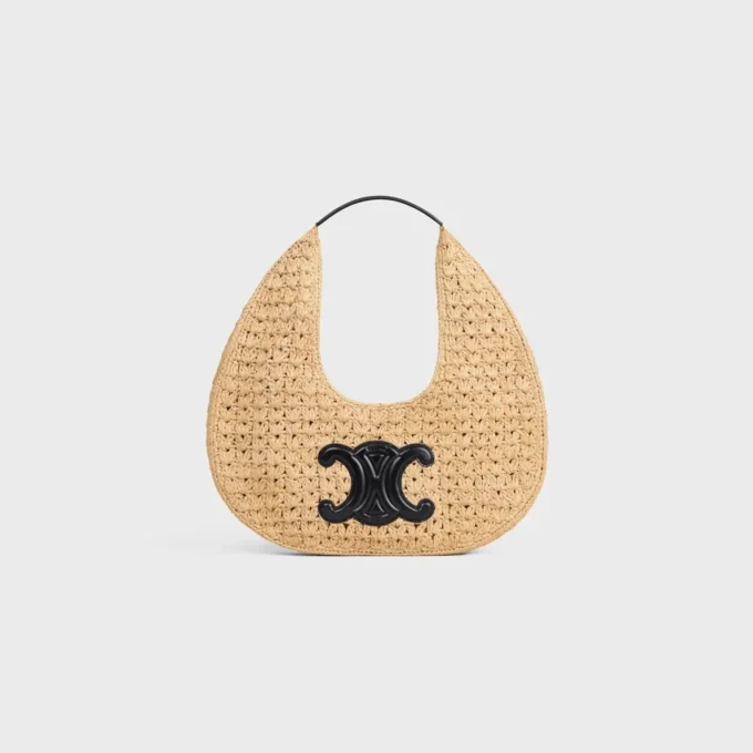 Sac hobo Panier Classic CELINE en raphia et cuir de veau