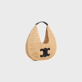 Sac hobo Panier Classic CELINE en raphia et cuir de veau