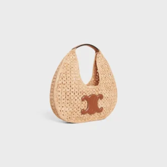 Sac hobo Panier Classic CELINE en raphia et cuir de veau