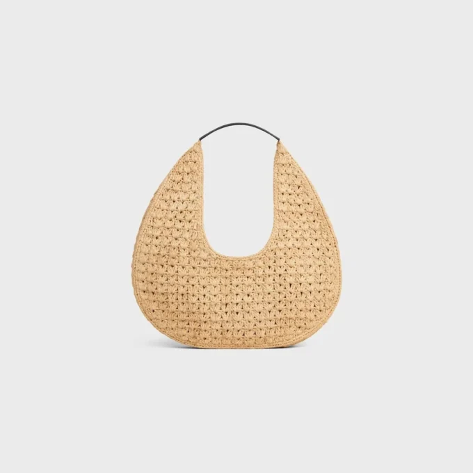 Sac hobo Panier Classic CELINE en raphia et cuir de veau