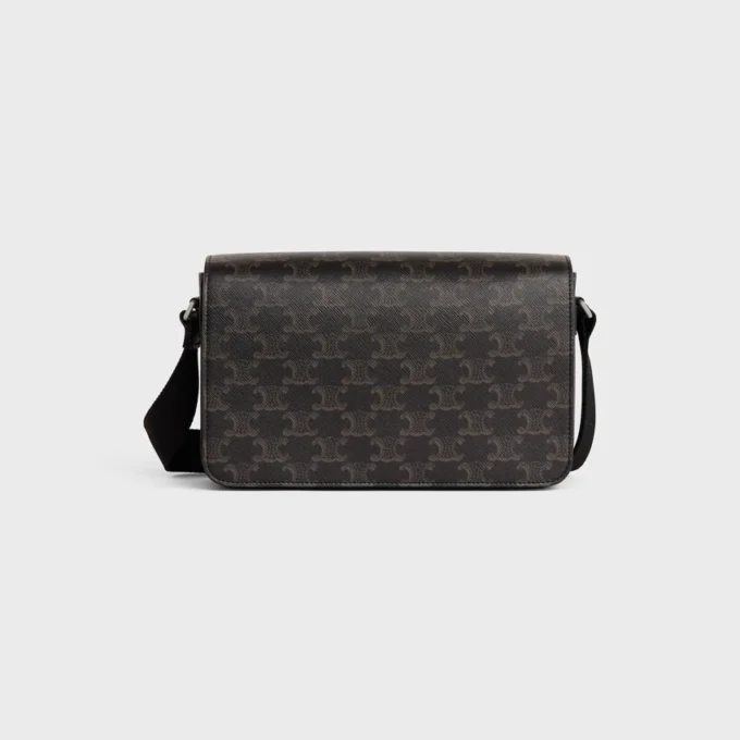Sac messager à rabat en Triomphe Canvas et cuir de veau