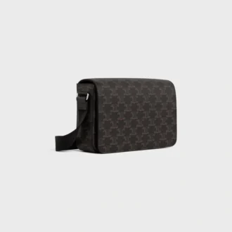 Sac messager à rabat en Triomphe Canvas et cuir de veau