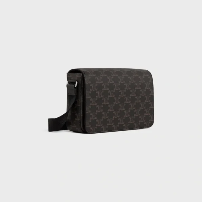 Sac messager à rabat en Triomphe Canvas et cuir de veau