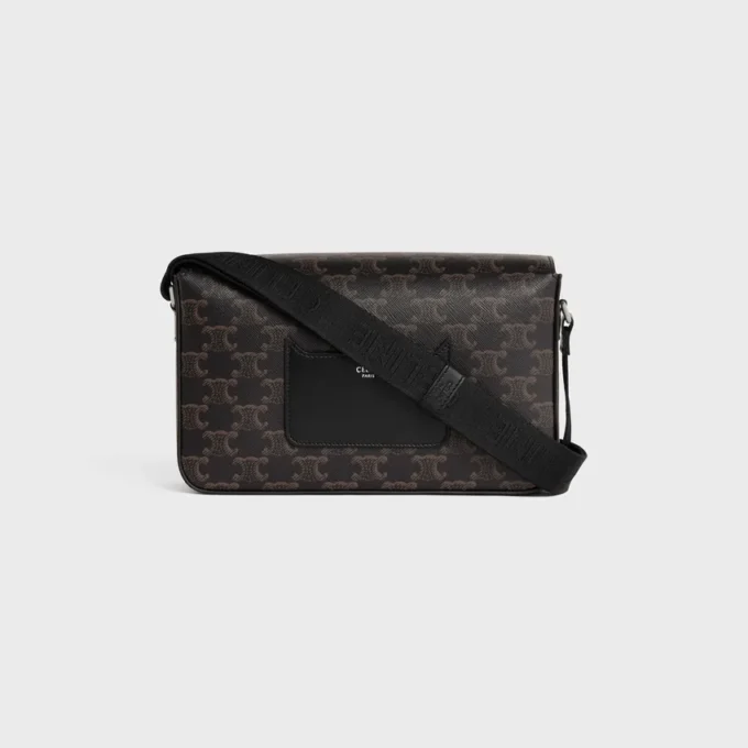 Sac messager à rabat en Triomphe Canvas et cuir de veau