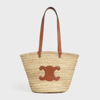 Sac Panier CELINE Classic de taille moyenne en feuilles de palmier et cuir de veau