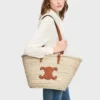 Sac Panier CELINE Classic de taille moyenne en feuilles de palmier et cuir de veau