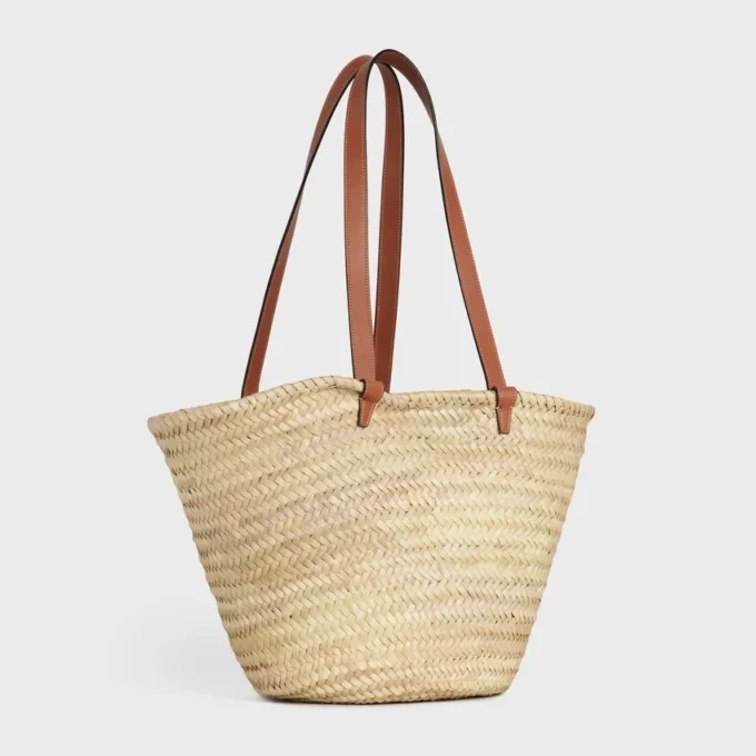 Sac Panier CELINE Classic de taille moyenne en feuilles de palmier et cuir de veau