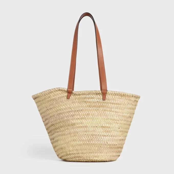 Sac Panier CELINE Classic de taille moyenne en feuilles de palmier et cuir de veau