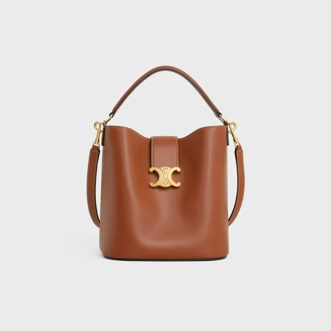 Sac seau Louise de taille moyenne en cuir de veau lisse