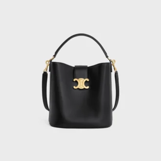 Sac seau Louise de taille moyenne en cuir de veau lisse