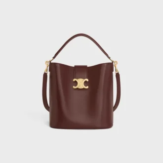 Sac seau Louise de taille moyenne en cuir de veau lisse
