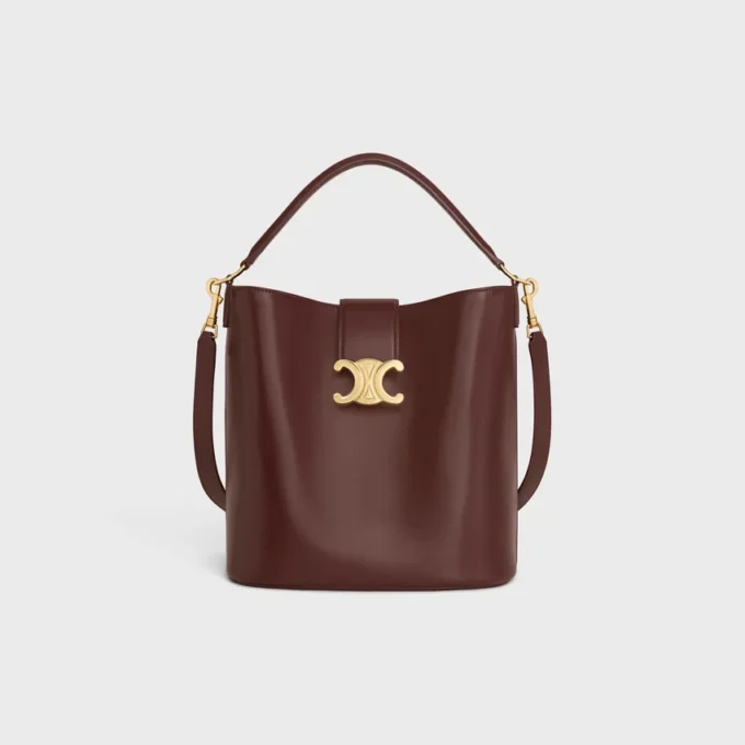 Sac seau Louise de taille moyenne en cuir de veau lisse