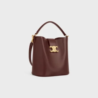 Sac seau Louise de taille moyenne en cuir de veau lisse