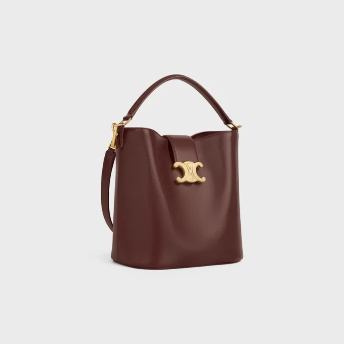 Sac seau Louise de taille moyenne en cuir de veau lisse
