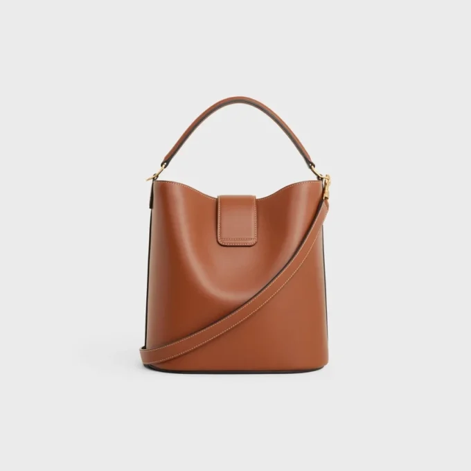 Sac seau Louise de taille moyenne en cuir de veau lisse