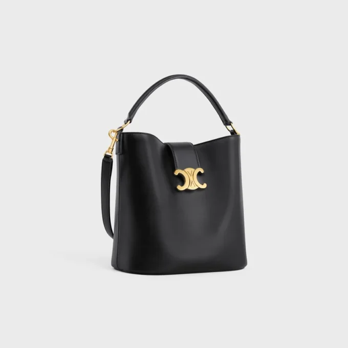 Sac seau Louise de taille moyenne en cuir de veau lisse