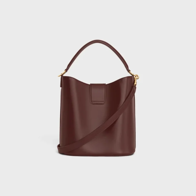 Sac seau Louise de taille moyenne en cuir de veau lisse
