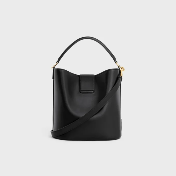 Sac seau Louise de taille moyenne en cuir de veau lisse