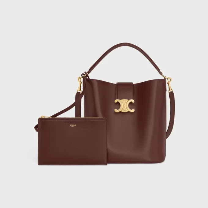 Sac seau Louise de taille moyenne en cuir de veau lisse
